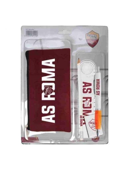 Kit scrittura con 1 righello,1 penna,1 matita, 1 portapenne AS ROMA